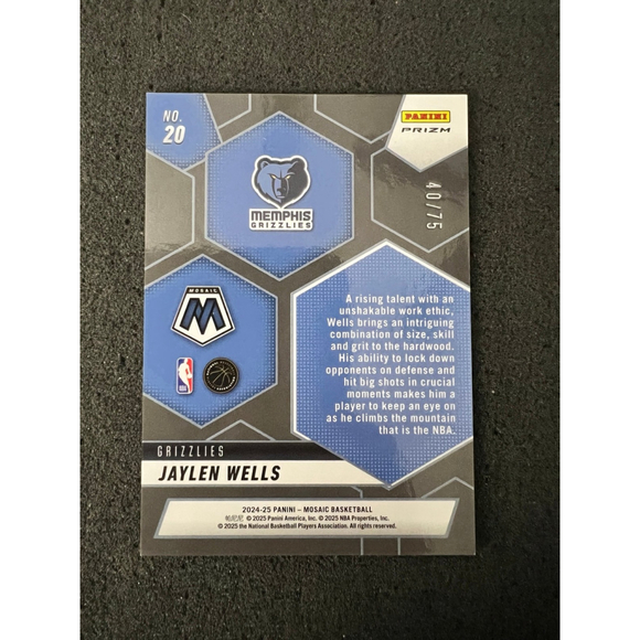 Jaylen Wells - 2024-25 Panini Mosaic - Montage - Bronze #40/75 - Picture 2 of 2